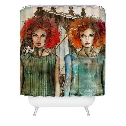 Deniz Ercelebi Bridge Owl Shower Curtain