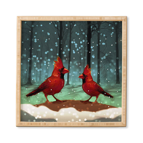 Deniz Ercelebi Cardinals In Snow Framed Wall Art