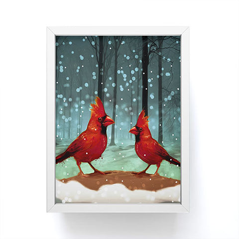 Deniz Ercelebi Cardinals In Snow Framed Mini Art Print