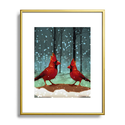 Deniz Ercelebi Cardinals In Snow Metal Framed Art Print