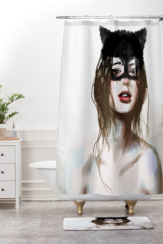 Deniz Ercelebi Cat Shower Curtain And Mat