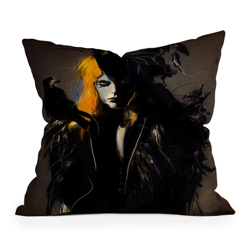 Deniz Ercelebi Crow Throw Pillow
