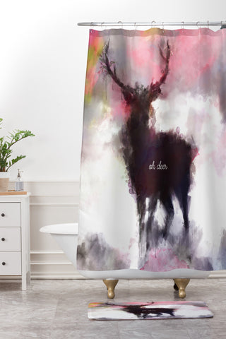 Deniz Ercelebi Deer mist Shower Curtain And Mat