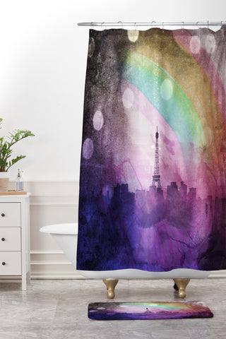 Deniz Ercelebi Eiffel rainbow Shower Curtain And Mat