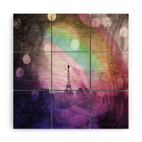 Deniz Ercelebi Eiffel rainbow Wood Wall Mural