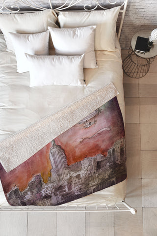Deniz Ercelebi Float Over The City Fleece Throw Blanket