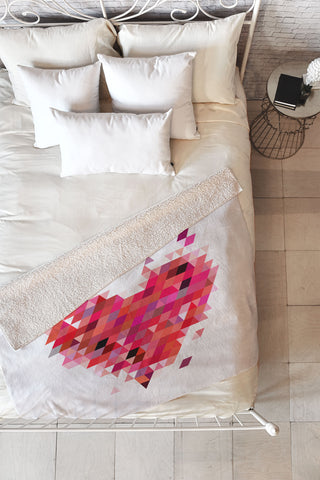 Deniz Ercelebi Heart 1 Red Fleece Throw Blanket