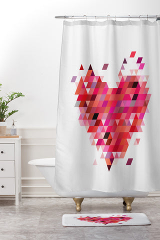 Deniz Ercelebi Heart 1 Red Shower Curtain And Mat