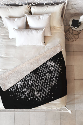 Deniz Ercelebi Heart 2 Black Fleece Throw Blanket