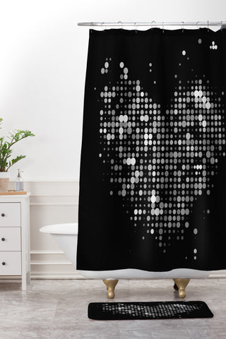Deniz Ercelebi Heart 2 Black Shower Curtain And Mat