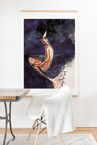 Deniz Ercelebi Mermaid and stars Art Print And Hanger