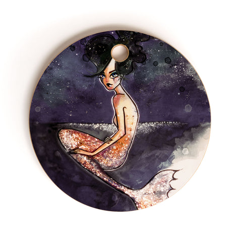 Deniz Ercelebi Mermaid and stars Cutting Board Round