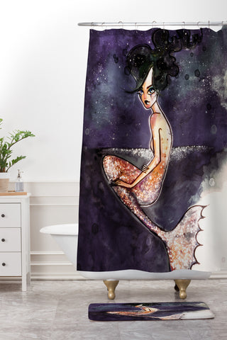 Deniz Ercelebi Mermaid and stars Shower Curtain And Mat