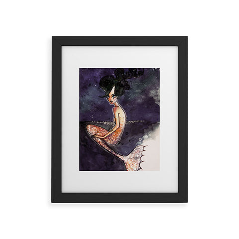 Deniz Ercelebi Mermaid and stars Framed Art Print