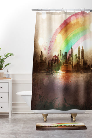 Deniz Ercelebi NYC Rainbow Shower Curtain And Mat