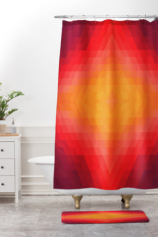 Deniz Ercelebi Pixeled Dawn Shower Curtain And Mat