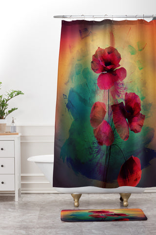 Deniz Ercelebi Poppies Shower Curtain And Mat