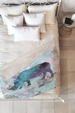 Deniz Ercelebi Rhino 2 Fleece Throw Blanket