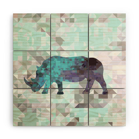 Deniz Ercelebi Rhino 2 Wood Wall Mural