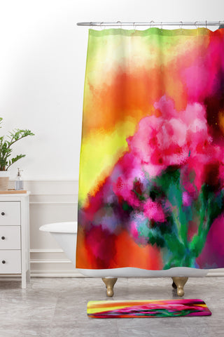 Deniz Ercelebi Spring floral paint 2 Shower Curtain And Mat
