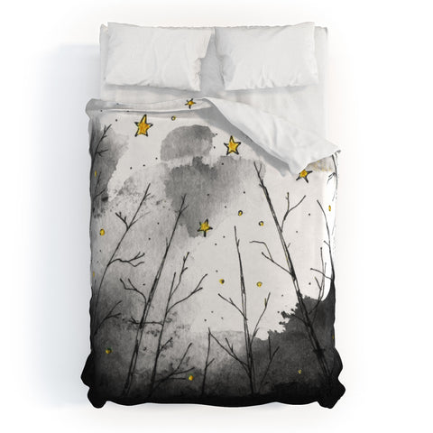 Deniz Ercelebi Woods And Stars Duvet Cover