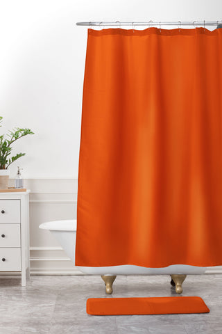 DENY Designs Deep Orange 1665c Shower Curtain And Mat