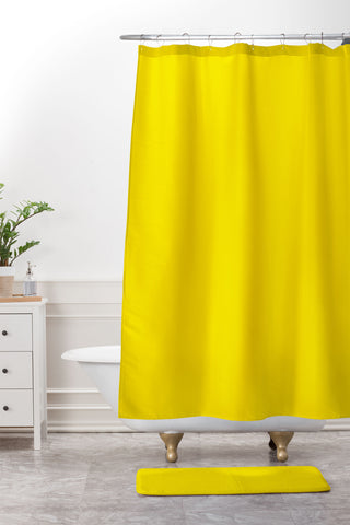 DENY Designs Yellow C Shower Curtain And Mat