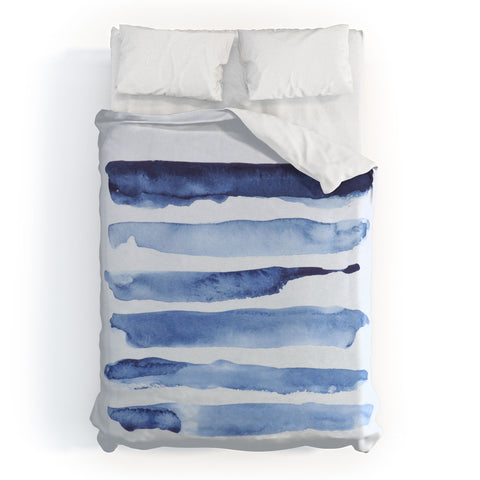 Devin Slatas INDIGO STRIPES Duvet Cover