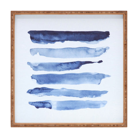 Devin Slatas INDIGO STRIPES Square Tray
