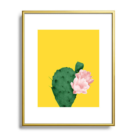 Djaheda Richers Cactus In Bloom Metal Framed Art Print