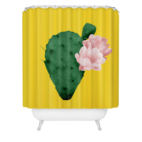 Djaheda Richers Cactus In Bloom Shower Curtain