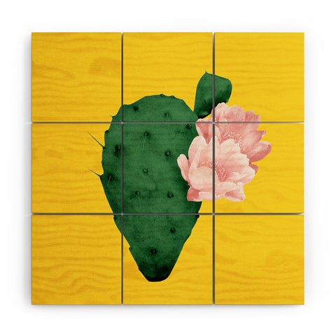 Djaheda Richers Cactus In Bloom Wood Wall Mural