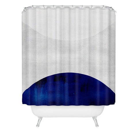 Djaheda Richers White and Cobalt Shower Curtain