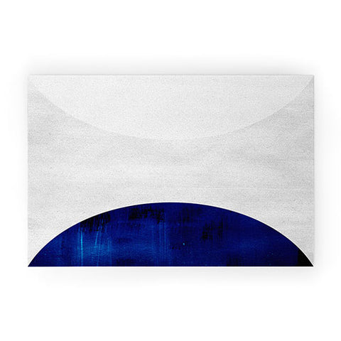 Djaheda Richers White and Cobalt Welcome Mat