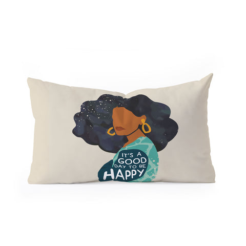 Domonique Brown Be Happy I Oblong Throw Pillow