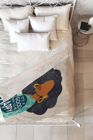 Domonique Brown Be Happy I Fleece Throw Blanket