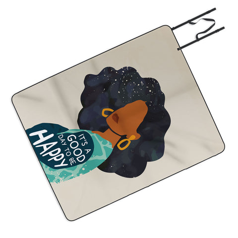 Domonique Brown Be Happy I Picnic Blanket