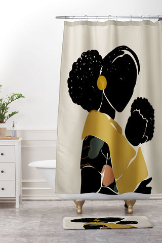 Domonique Brown Black Hair No 15 Shower Curtain And Mat