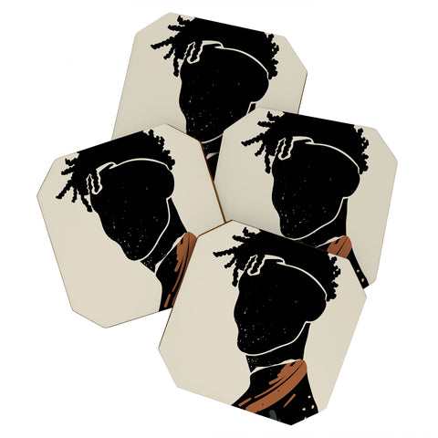 Domonique Brown Black Hair No 2 Coaster Set