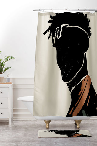 Domonique Brown Black Hair No 2 Shower Curtain And Mat