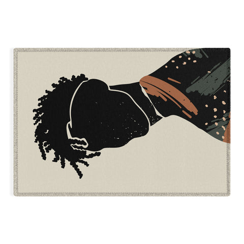 Domonique Brown Black Hair No 2 Outdoor Rug