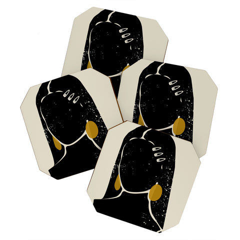 Domonique Brown Black Hair No 3 Coaster Set