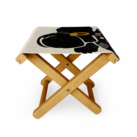 Domonique Brown Black Hair No 4 Folding Stool