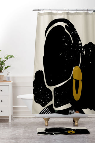 Domonique Brown Black Hair No 4 Shower Curtain And Mat