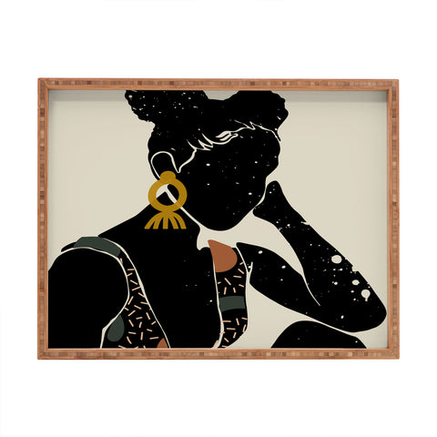 Domonique Brown Black Hair No 6 Rectangular Tray