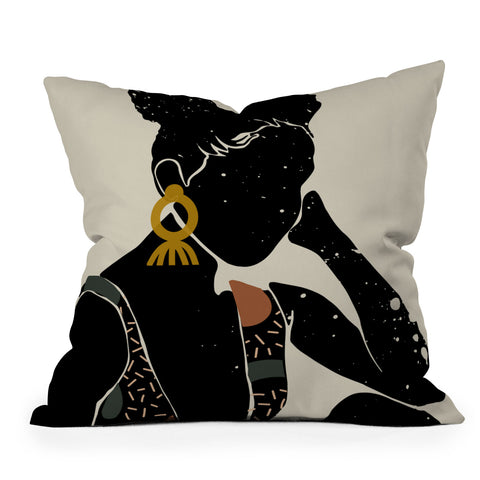 Domonique Brown Black Hair No 6 Throw Pillow