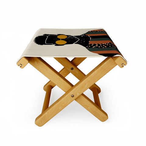 Domonique Brown Black Hair No 7 Folding Stool