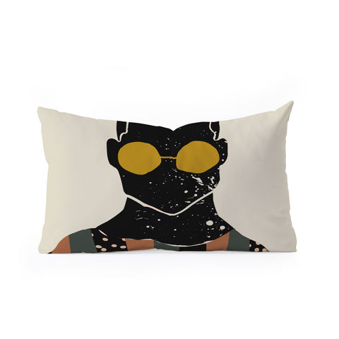 Domonique Brown Black Hair No 7 Oblong Throw Pillow