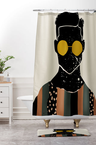 Domonique Brown Black Hair No 7 Shower Curtain And Mat