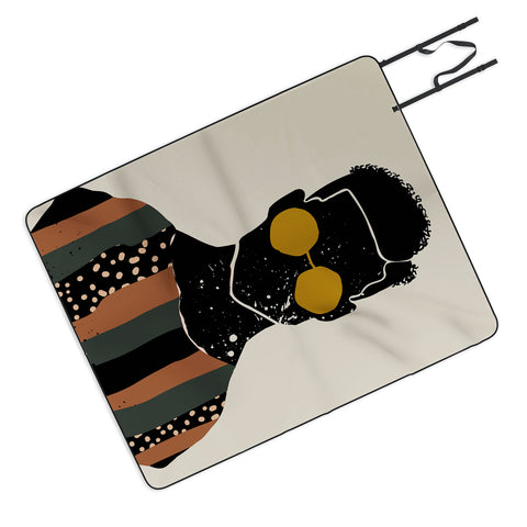Domonique Brown Black Hair No 7 Picnic Blanket